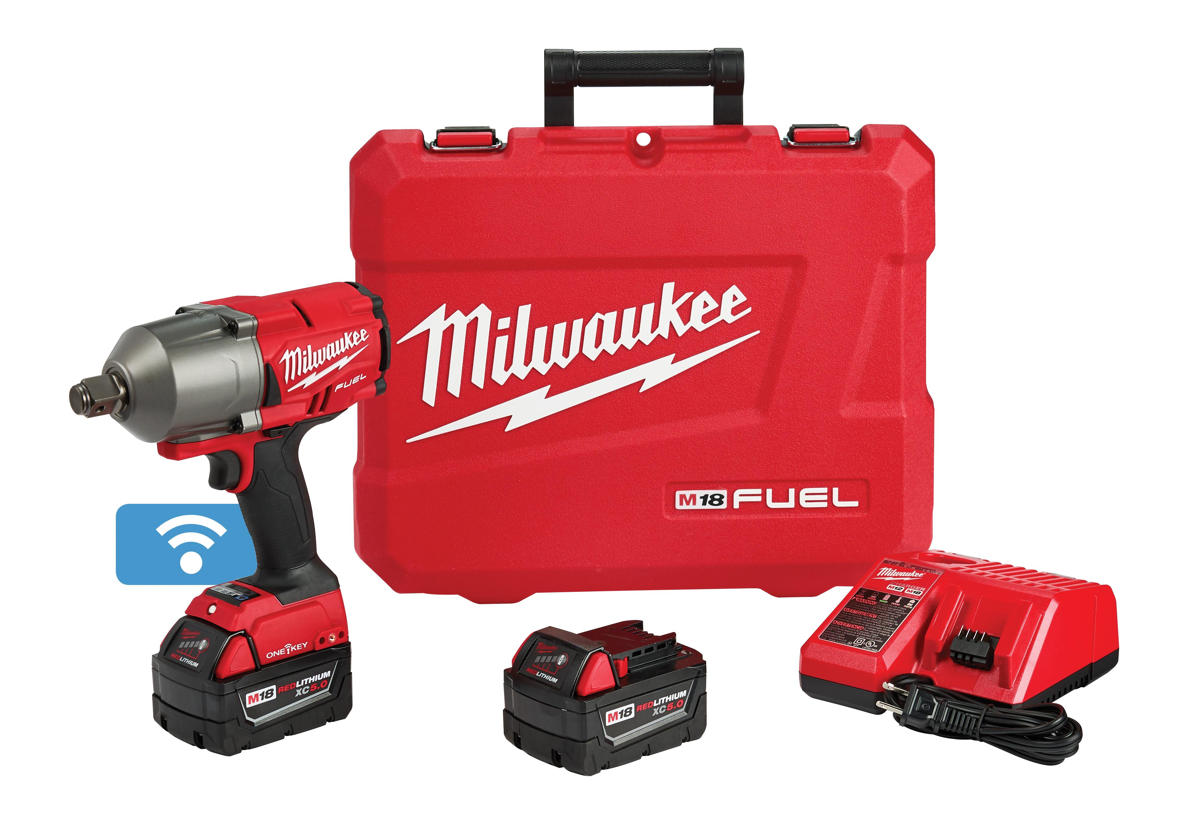 Milwaukee® M18 FUEL™ 2864-22 High Torque Kit Cordless Impact Wrench, 3/4 in 4-Mode Straight Drive, 2100 bpm, 1200/1500 ft-lb Torque, 18 V DC, 8.59 in OAL