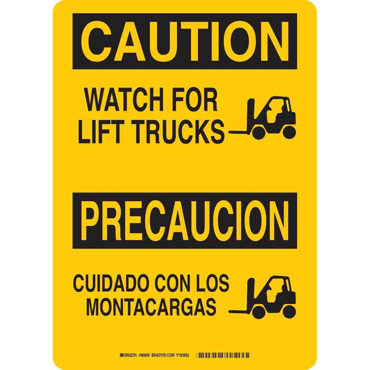 SIGN CAUT RECT 14IN 10IN BK ON YEL