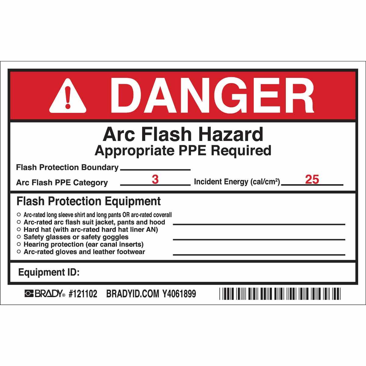 LABEL FLASH ARC WRITE-ON 6IN BK/R ON WHT