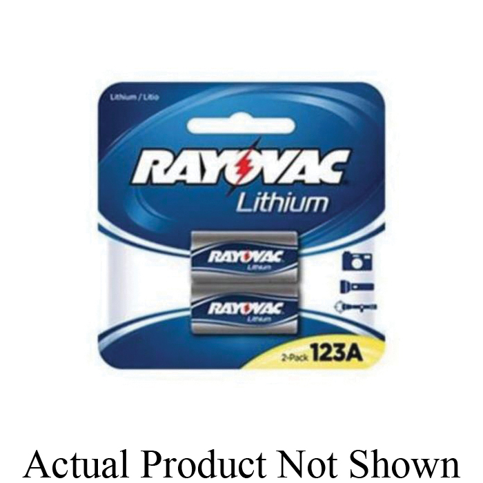 Rayovac® RL123A-2 Photo Lithium Battery, Lithium-Manganese Dioxide, 3 V DC Nominal, 1400 mAh Nominal, 123A