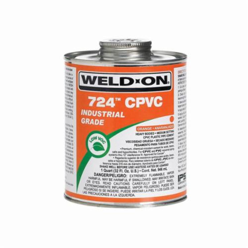 Weld-On® 724™ 11890 Heavy Body Low VOC Medium Setting Solvent Cement With Applicator Cap, 1 pt Container, Gray