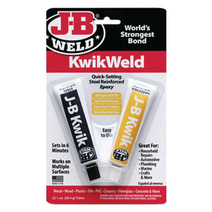 J-B Weld KWIKWELD™ 8276 2-Component Fast Bond Epoxy Adhesive, 1 oz Tube, Black/White, 4 to 6 hr Curing