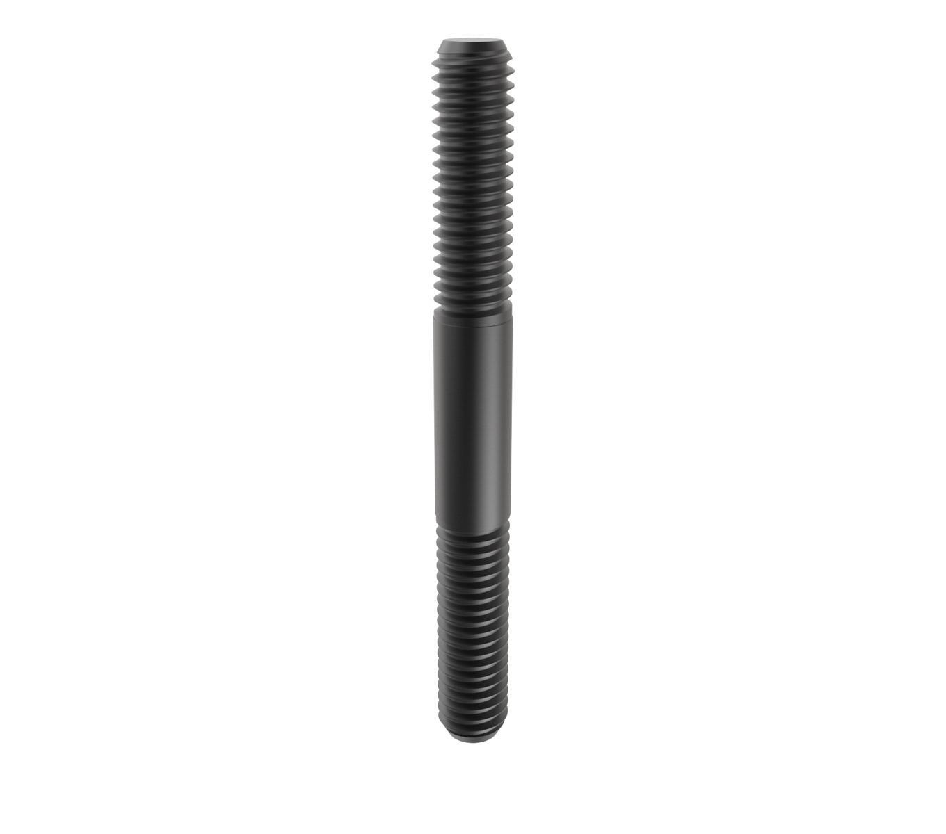 Jergens® 37725 Double End Stud, Stressproof® Steel, Black Oxide, 1/4-20 in Size A, 4 in OAL