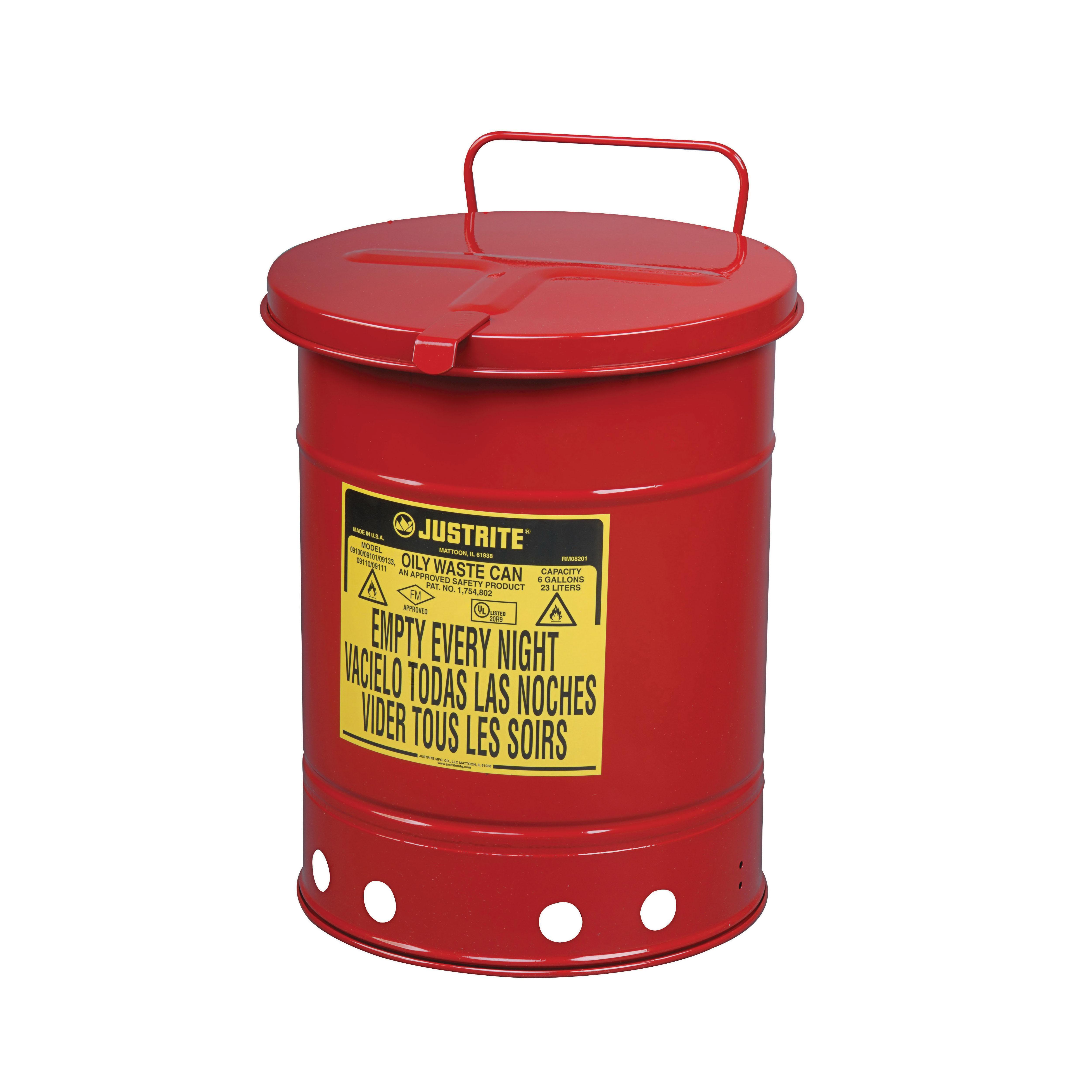 10GAL OILY WASTE CAN HAND OPER COVER RED