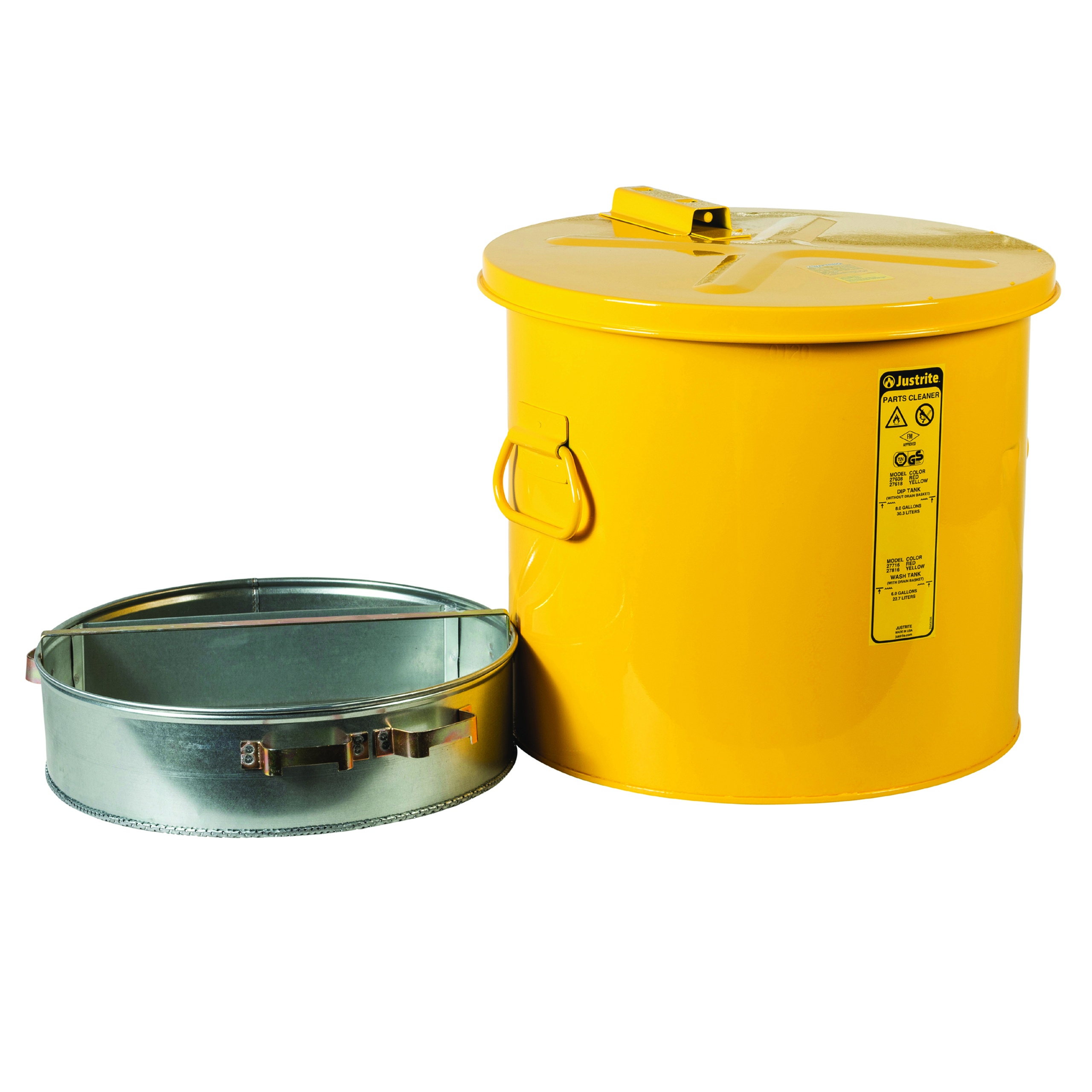TANK WASH 2GAL 11-3/8IN 11-1/4IN STL YEL