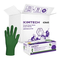 Kimberly-Clark* 43445 Disposable Gloves, M, Nitrile™, Forest Green, 9-1/2 in L, Non-Powdered, Textured, 3.5 mil THK, Application Type: Exam Grade, Ambidextrous Hand