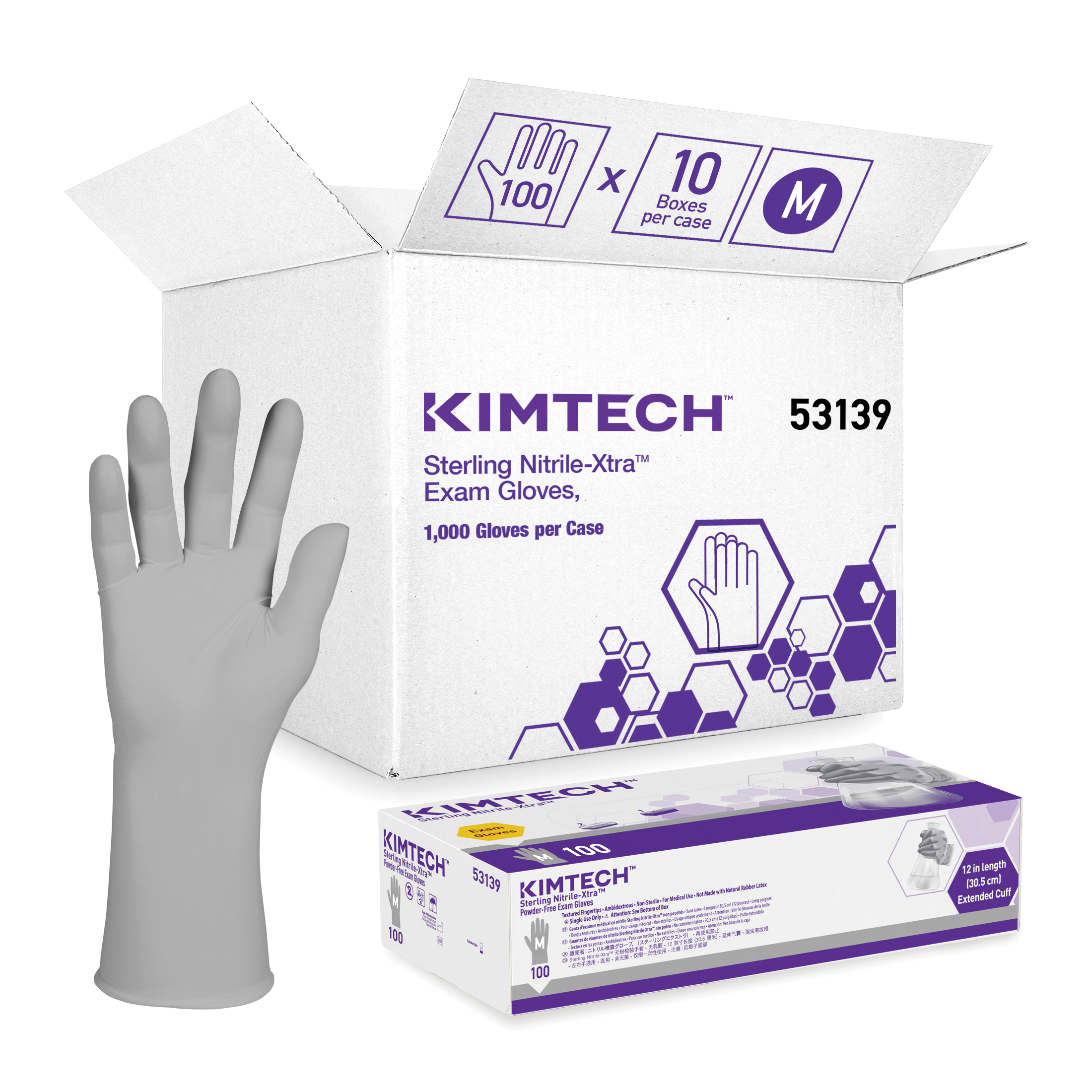GLOVES DISPOSABLE M NITRILE GRA 12IN