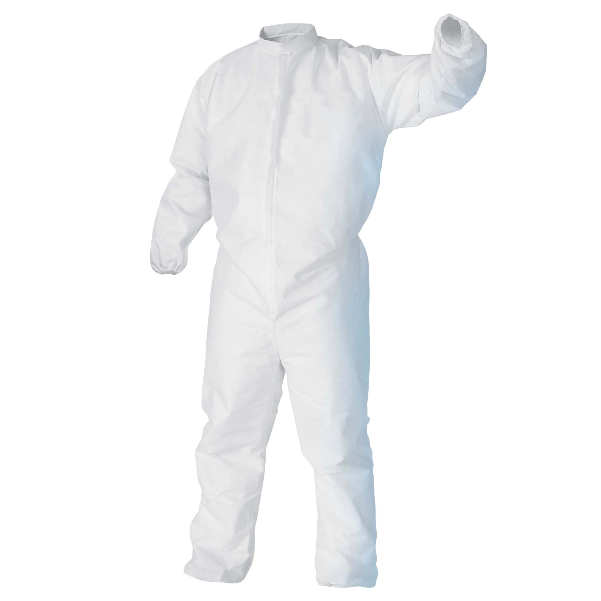 Kimtech* 12915 A5 Non-Sterile Cleanroom Coverall, 6XL to 8XL, White, SMS Fabric