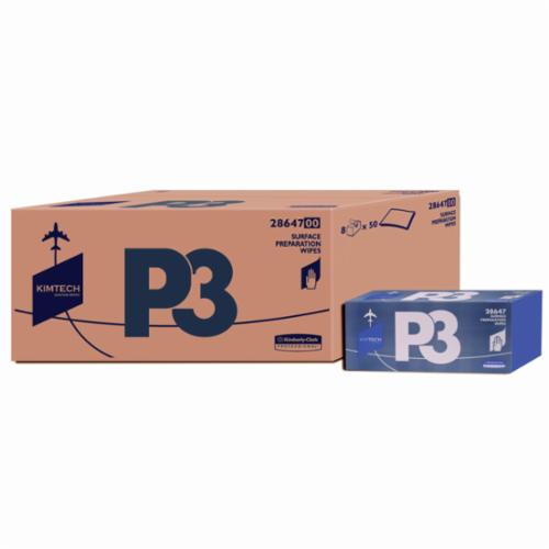 Kimtech Prep* Kimtex* 28647 P3 Aviation Surface Preparation Wipes, 12 in W, 50 Sheets Capacity, Rayon, White, Box Package