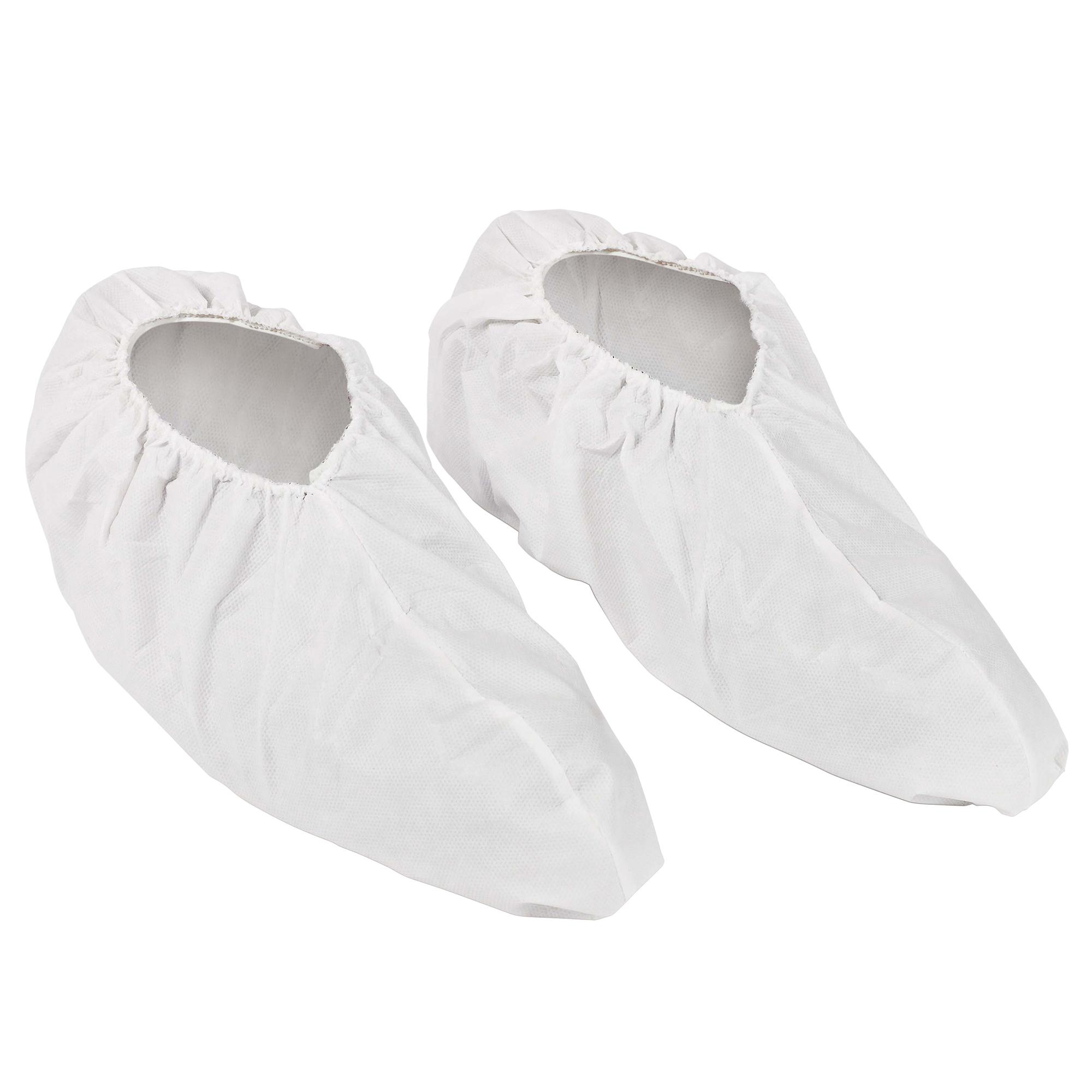 Kimtech* 39371 A8 Shoe Cover With Grasp Ties, Universal Fits Shoe, White, Elastic Closure, Poly Film Laminated Fabric Outsole, Resists: Particles, Splash and Water