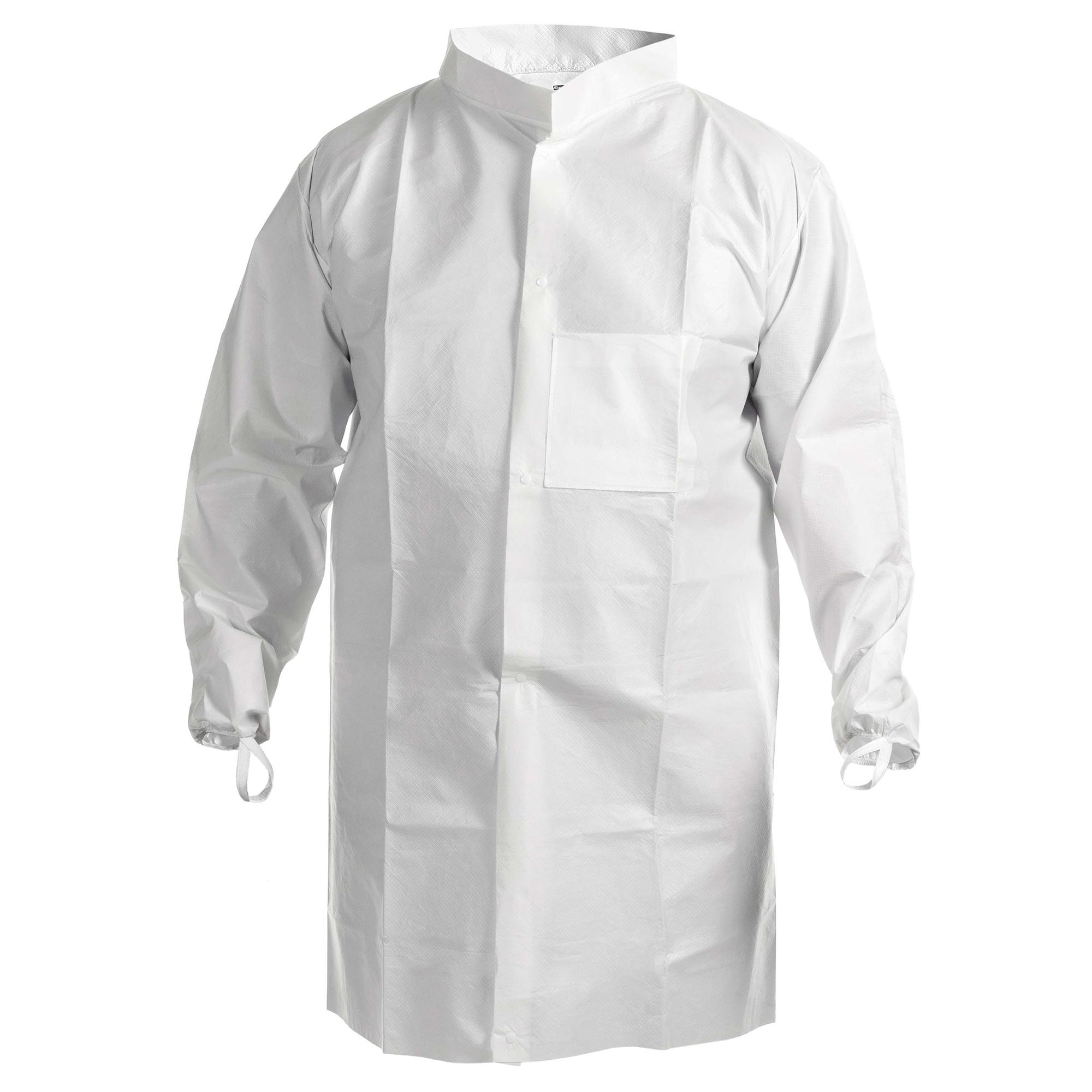 Kimtech* 47657 A7 Cleanroom Lab Coat With Thumb Loops, 6XL, White, Barrier Fabric, Specifications Met: ASTM F1670