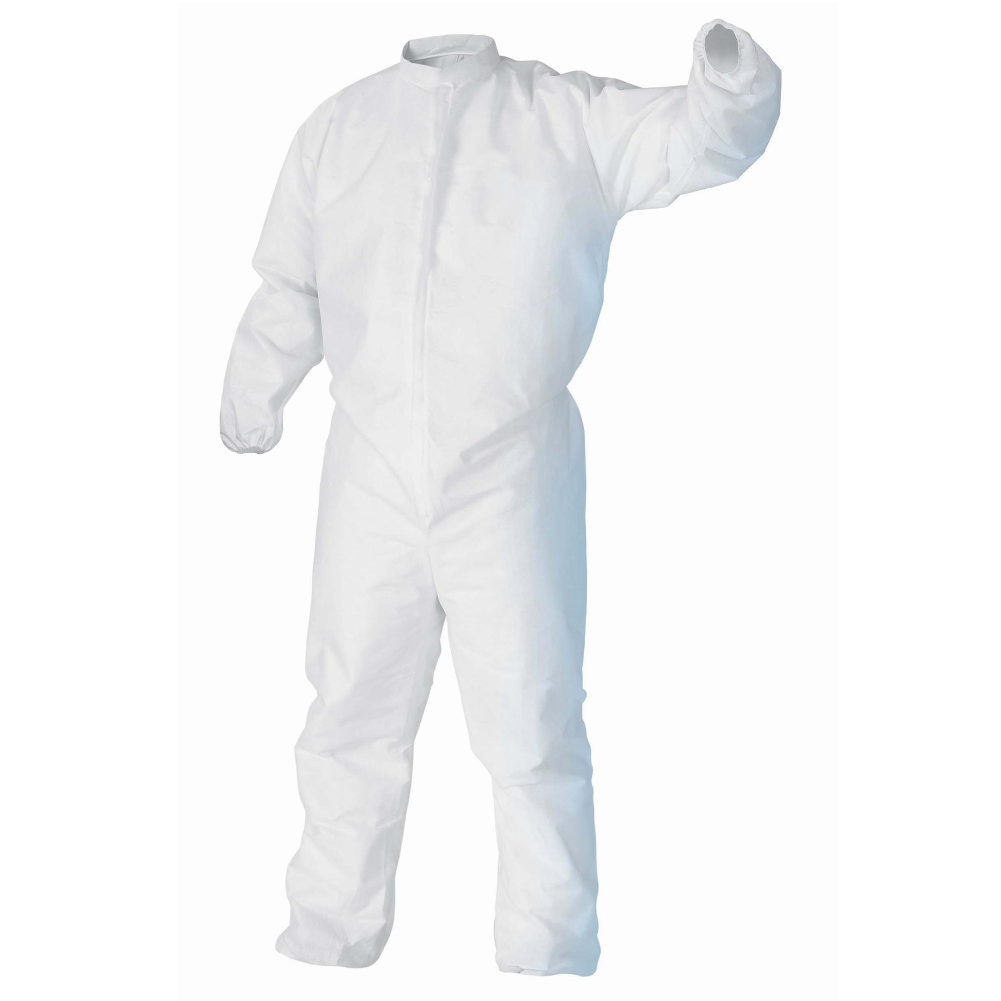 Kimtech* 49832 A5 Breathable Cleanroom Coverall With Thumb Loops, M, White, SMS Fabric