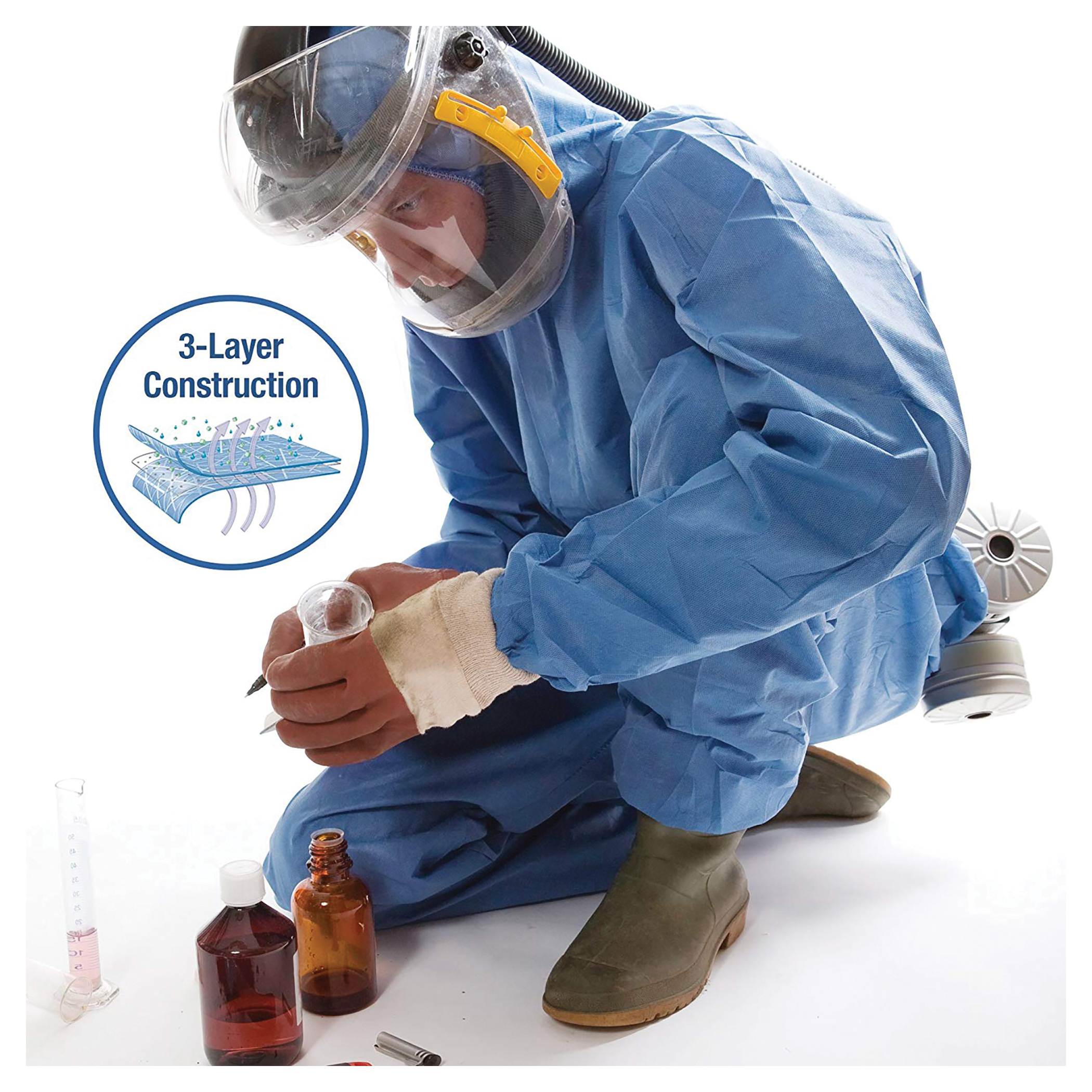 COVERALL DISPOSABLE 3XL BL SMS FABRIC