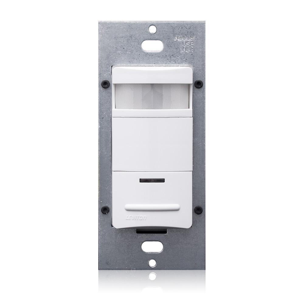 Leviton® ODS10-IDW 1-Pole Wall Mount Occupancy Sensor, Passive Infrared Sensor, 2100 ft Coverage, 180 deg Viewing, Wall Mounting