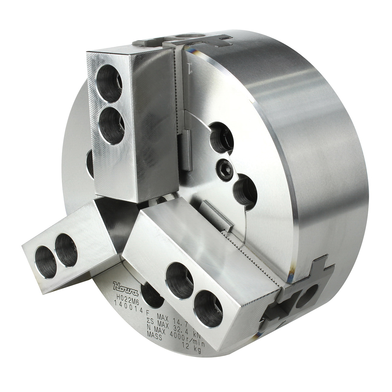 Lyndex-Nikken Howa HW-06C-LS LS Series H022M Closed Bore Long Stroke Wedge Style Lathe Power Chuck, SZ 6, Flat Back Mount, 32.4 kN