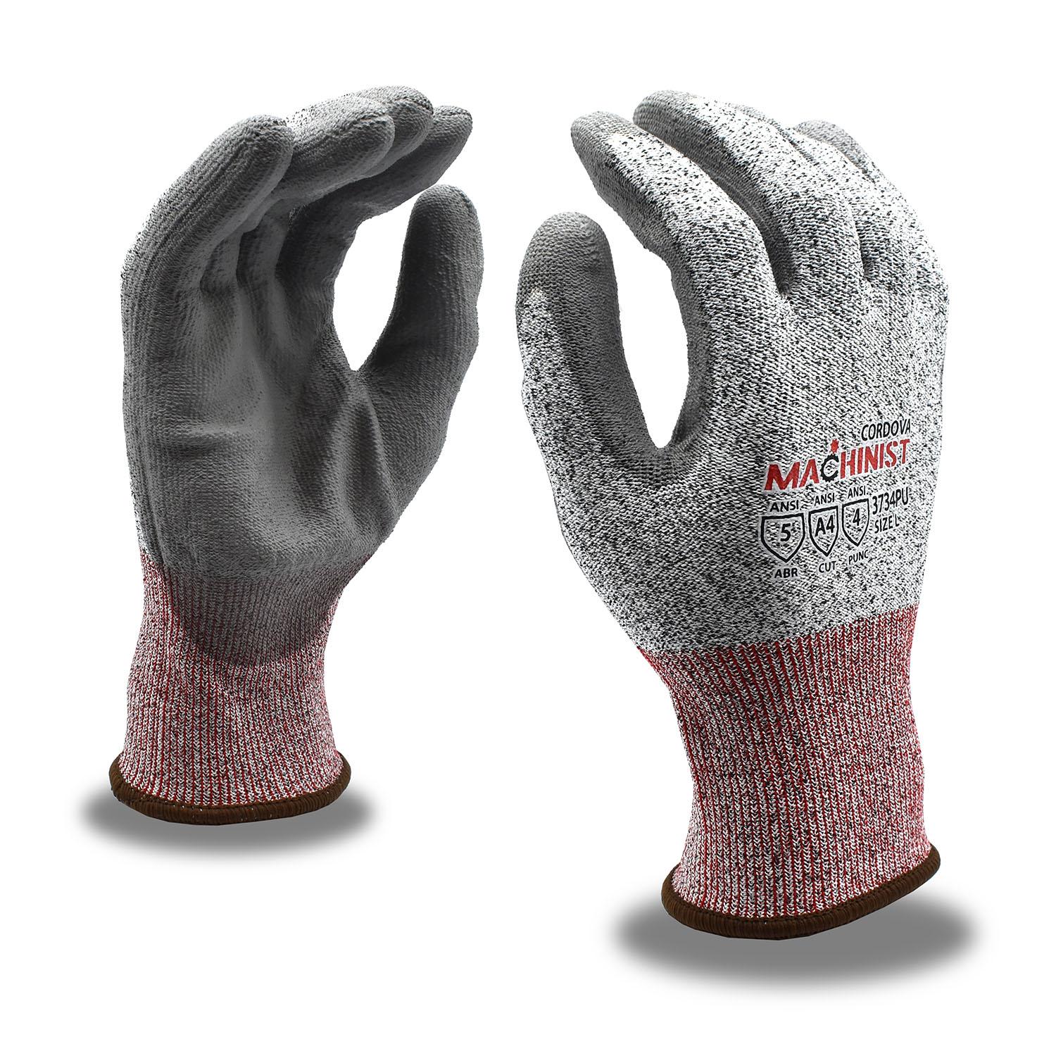 MACHINIST® 3734PUL 3734PU High Performance Gloves, L, 13 ga HPPE/Fiberglass, ANSI Cut-Resistance Level: A4