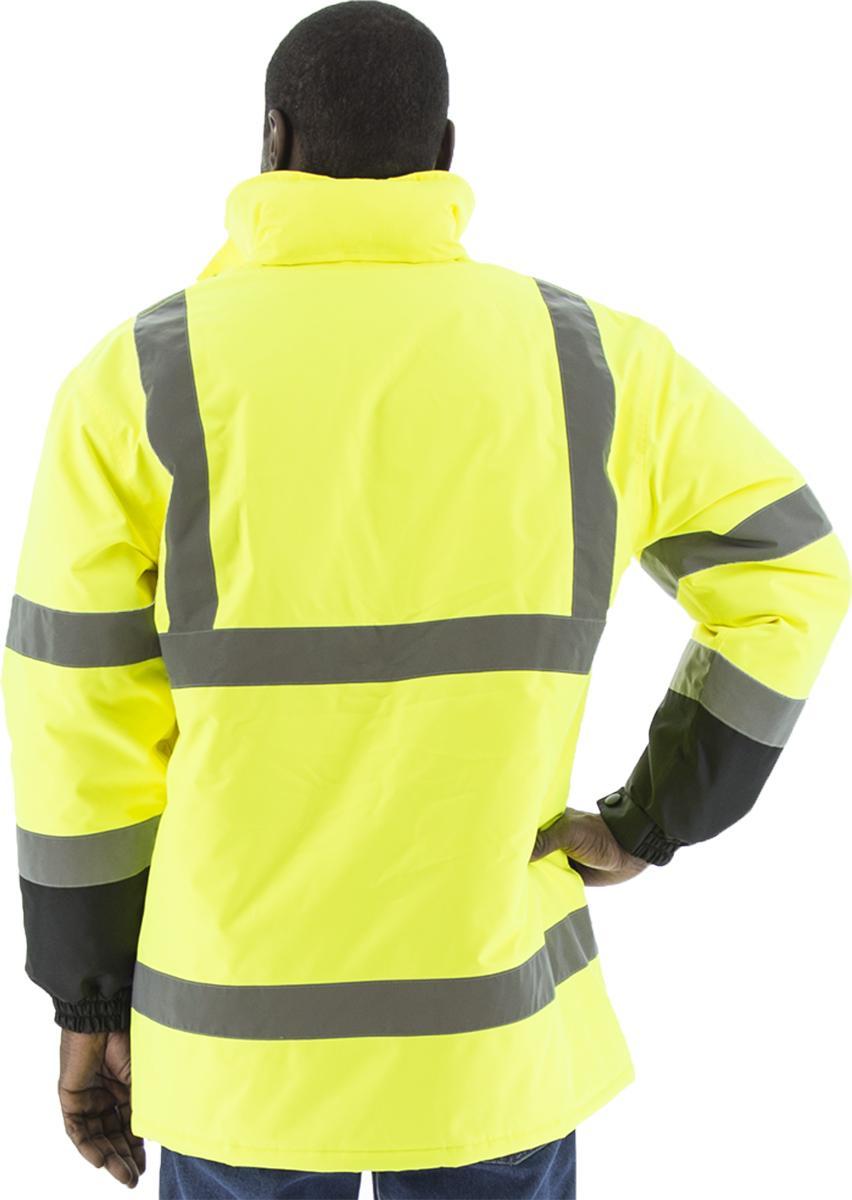 PARKA WTRPRF L BK BOT/HI-VIZ YEL POLYEST