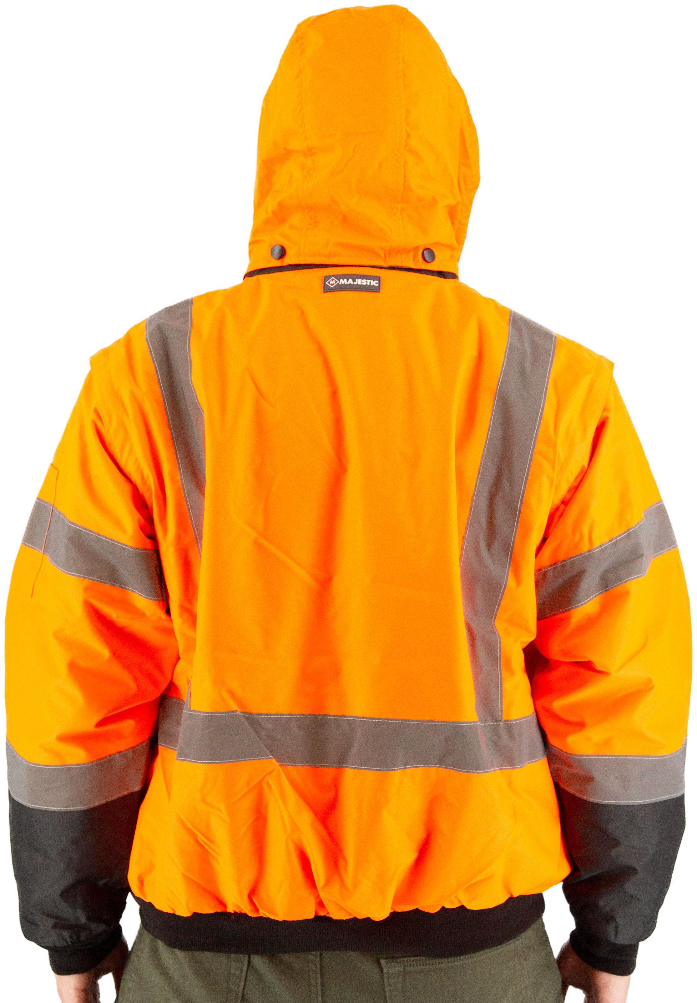 Majestic Glove 75-1384/L 75-1384 Jacket, Unisex, L, Hi-Viz Orange/Black, Polyester Fleece/Polyurethane Coated Polyester/Oxford, Resists: Water, ANSI/ISEA 107-2020 Class 3 Type R
