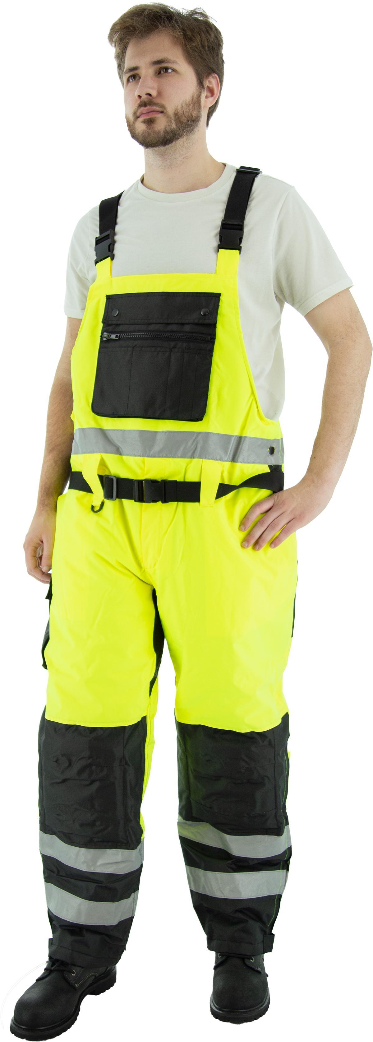 Majestic Glove 75-2357/L Quilted Insulated Waterproof Bib Overall, L, Black/Hi-Viz Yellow, Polyester