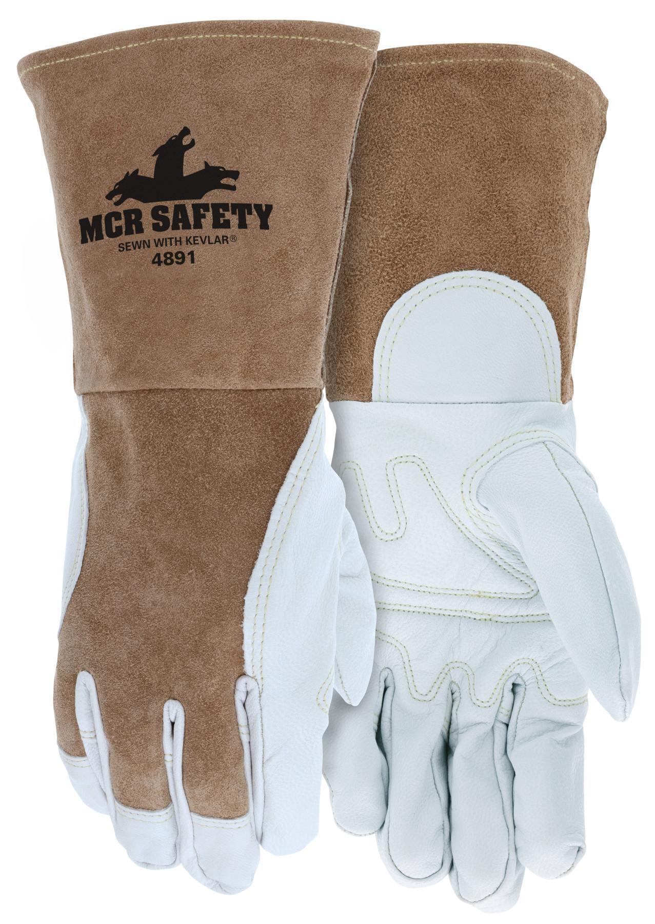 WLDG GLOVES LARGE WHITE/BROWN GAUNTLET