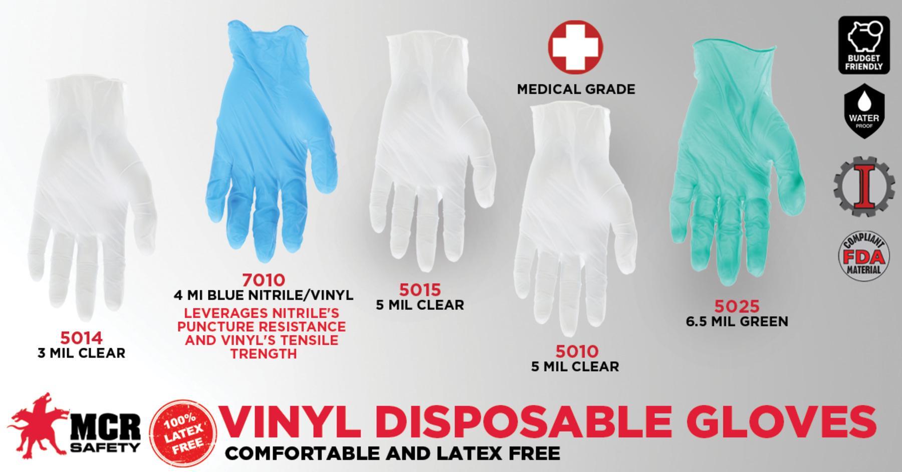 GLOVES DISPOSABLE L VINYL CLEAR 10.197IN