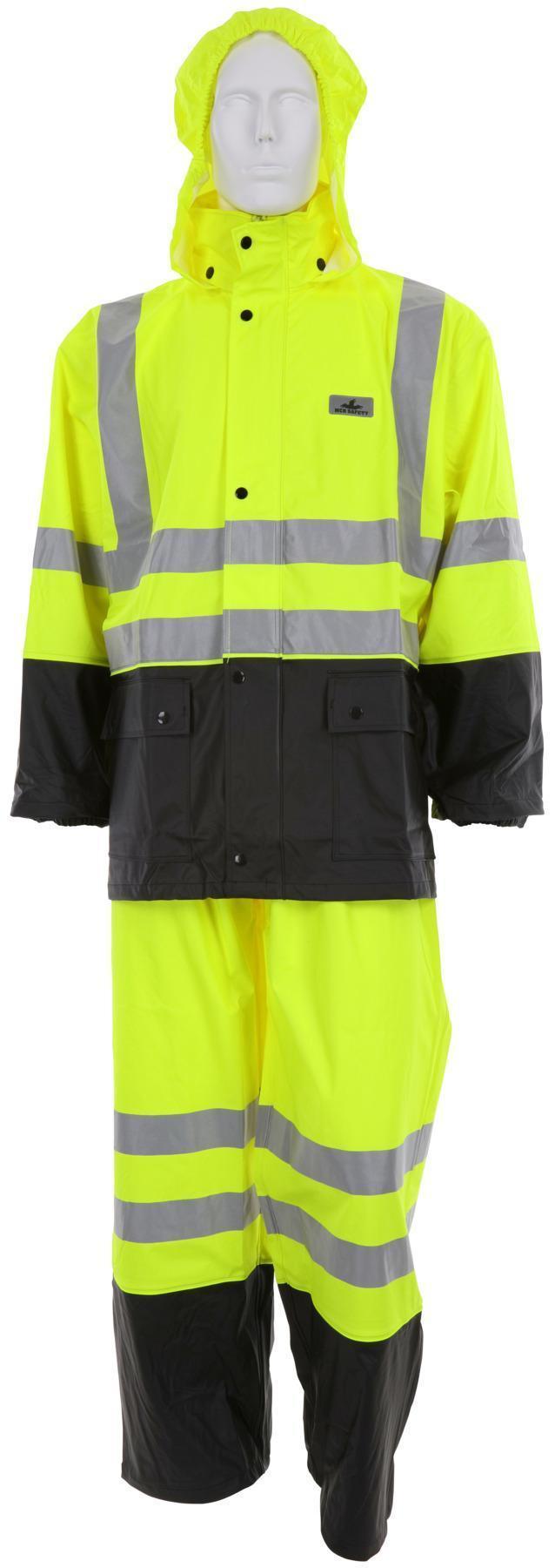 RAINSUIT 2XL BK/FLUOR LIME/SIL 52IN 33IN