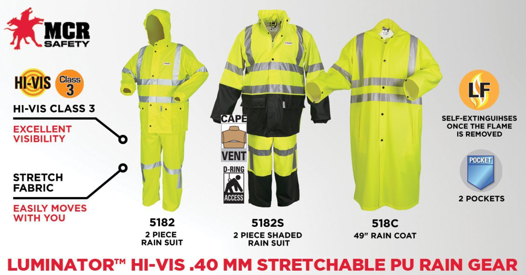 RAINSUIT 2XL BK/FLUOR LIME/SIL 52IN 33IN