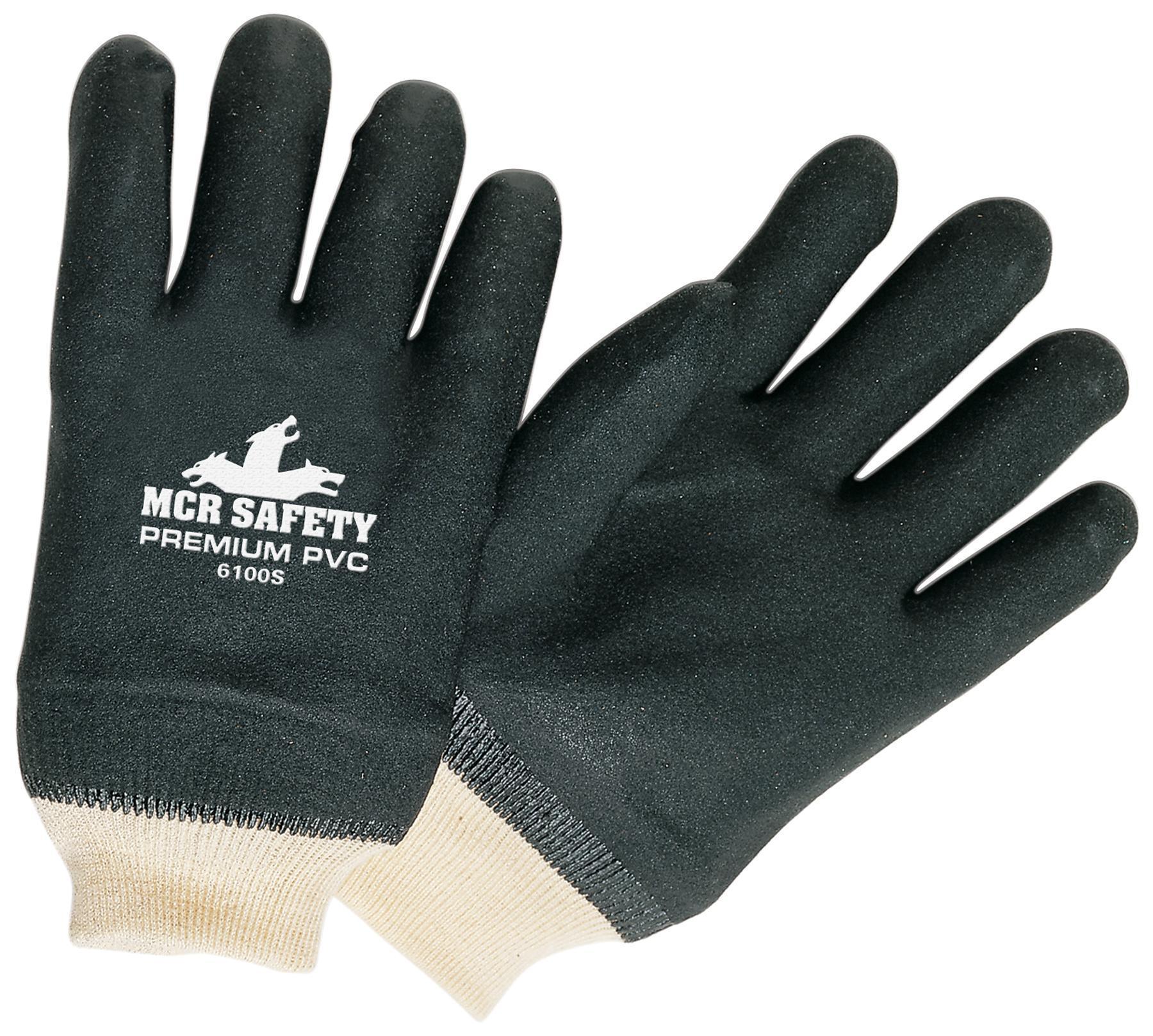 GLOVES GP CTD L PVC PVC BK/WHT INTLK