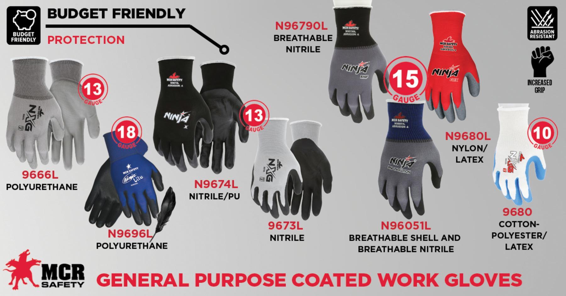 GLOVES GP CTD L POLYURETHANE 18 GA NYL