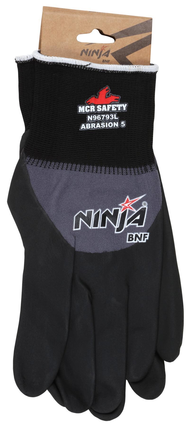 GLOVES GP CTD L NITRILE FOAM BK/GRA