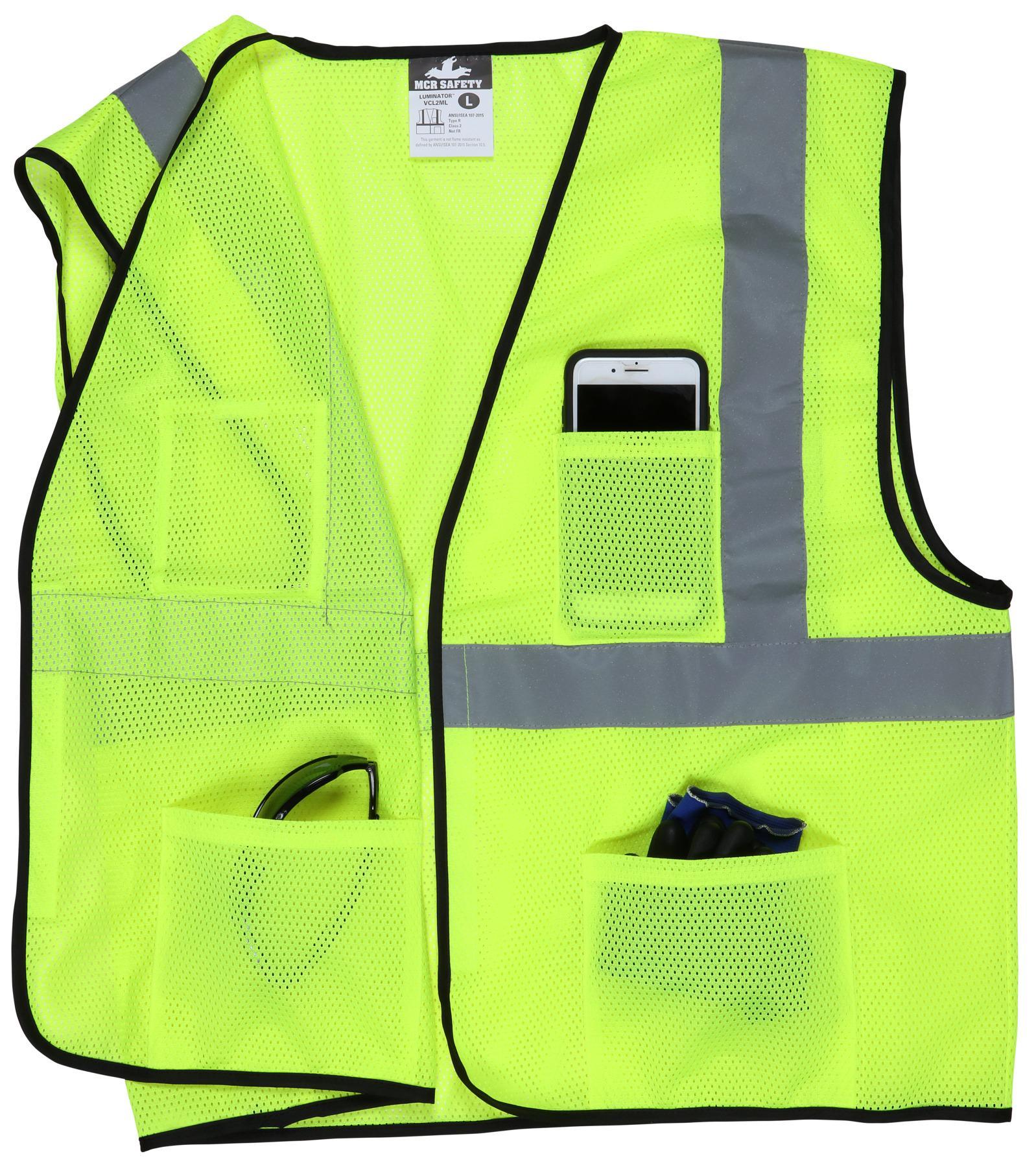VEST SAF 4XL HI-VIZ FLUOR LIME SIL 38IN