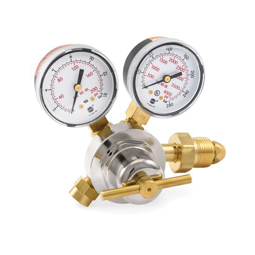 Miller® 30-150-580 1-Stage Medium-Duty Pressure Regulator, Gas Service Inert, CGA 580 Inlet x 5/8-18 RH Internal Outlet, 2-1/2 in Gauge