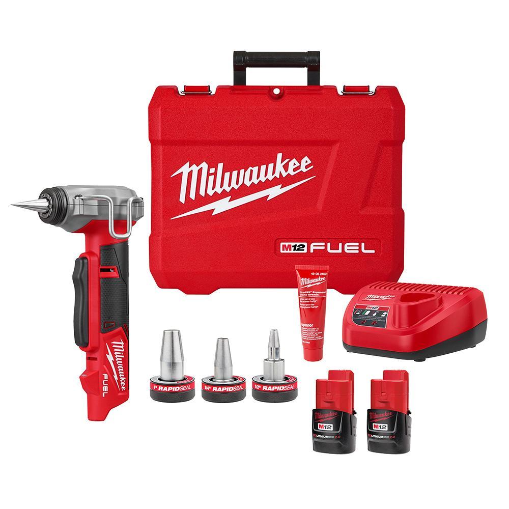 Milwaukee® 2532-22 M12 FUEL™ ProPEX® Expander Kit With RAPID SEAL™ ProPEX® 1/2 to 1 in Expander Heads, 3/8 to 1 in Expansion Tool Pipe, 12 V, Li-Ion Battery