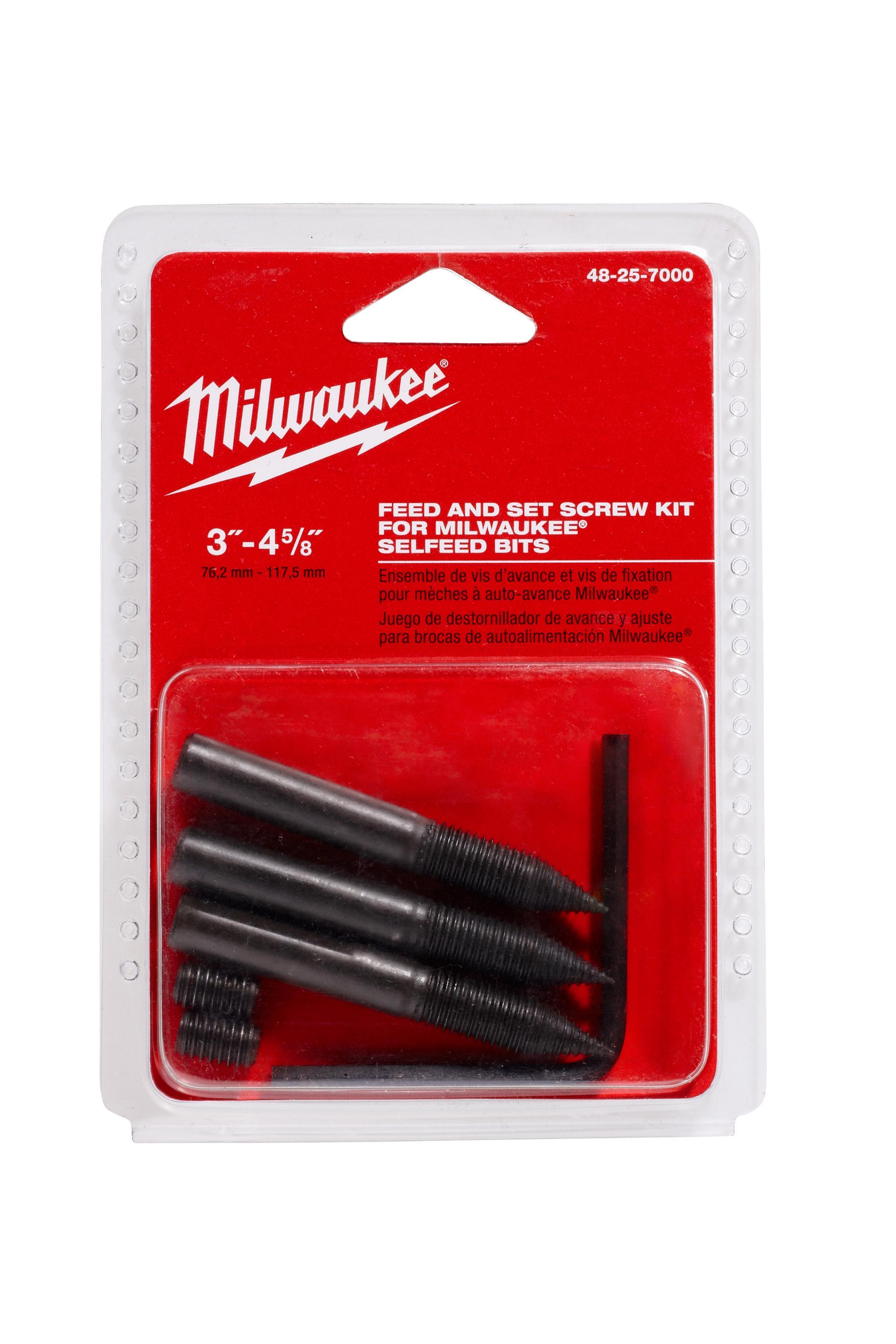 Milwaukee® 48-25-7000 6-Piece Large Standard Feed and Set Screw Kit, Model Number Compatibility: 3053, For Use With 3 to 4-5/8 in Self-Feed Bit