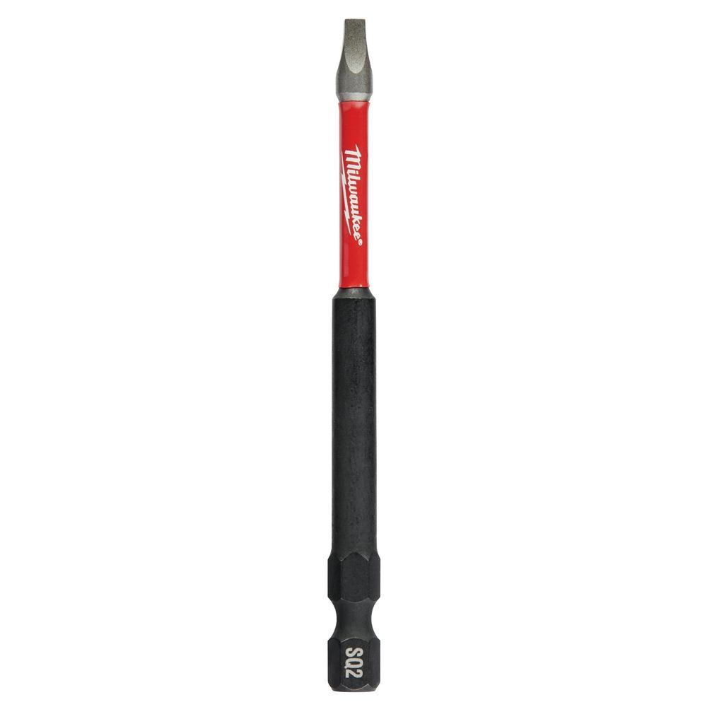 Milwaukee® SHOCKWAVE™ Impact Duty™ 48-32-4195 Impact Power Bit, #2 Square Point, 3-1/2 in OAL, 1/4 in, Custom Alloy76™ Steel