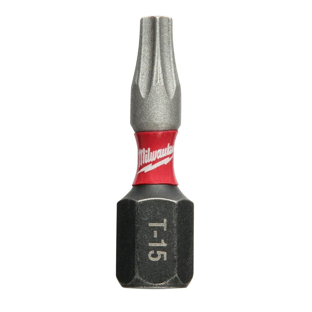 Milwaukee® SHOCKWAVE™ 48-32-4428 Single Ended Impact Insert Bit, T15 Torx® Point, 1 in OAL, 1/4 in, Alloy76™ Steel