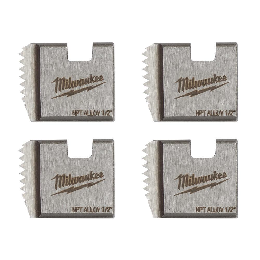 Milwaukee® 48-36-1101 48-36 Portable Pipe Dies, 1/2 in Conduit/Pipe, 11-1/2 |in Thread NPT Thread, Right Thread, 4 Pieces, For Use With 2874-20 M18 FUEL™ Pipe Threader w/ ONE-KEY™/2870-22 M18 FUEL™ Compact Pipe Threader w/ ONE-KEY™ Kit, Alloy Tool Steel