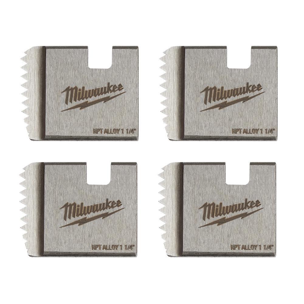 Milwaukee® 48-36-1104 48-36 Portable Pipe Dies, 1 1/4 in Conduit/Pipe, 11-1/2 |in Thread NPT Thread, Right Thread, 4 Pieces, For Use With 2874-20 M18 FUEL™ Pipe Threader w/ ONE-KEY™/2870-22 M18 FUEL™ Compact Pipe Threader w/ ONE-KEY™ Kit, Alloy Tool Steel