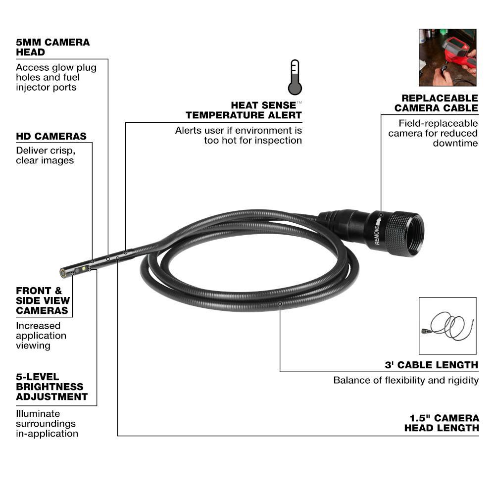 Milwaukee® 48-53-3150 Plug Camera Cable, 5 milllimeter Borescope Camera Cable
