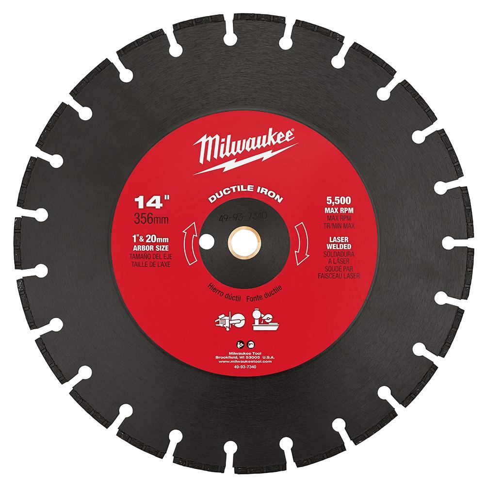 Milwaukee® 49-93-7340 Segmented Diamond Cut-Off Blade, 14 in Dia Blade, 1/8 in W, 1 in Arbor/Shank, Wet/Dry Cutting