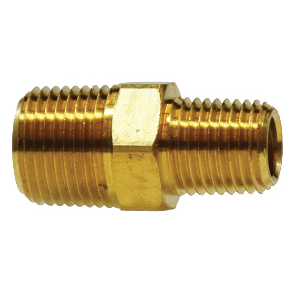 NIPPLE HEX NIP 3/8X1/4IN MIP BRS