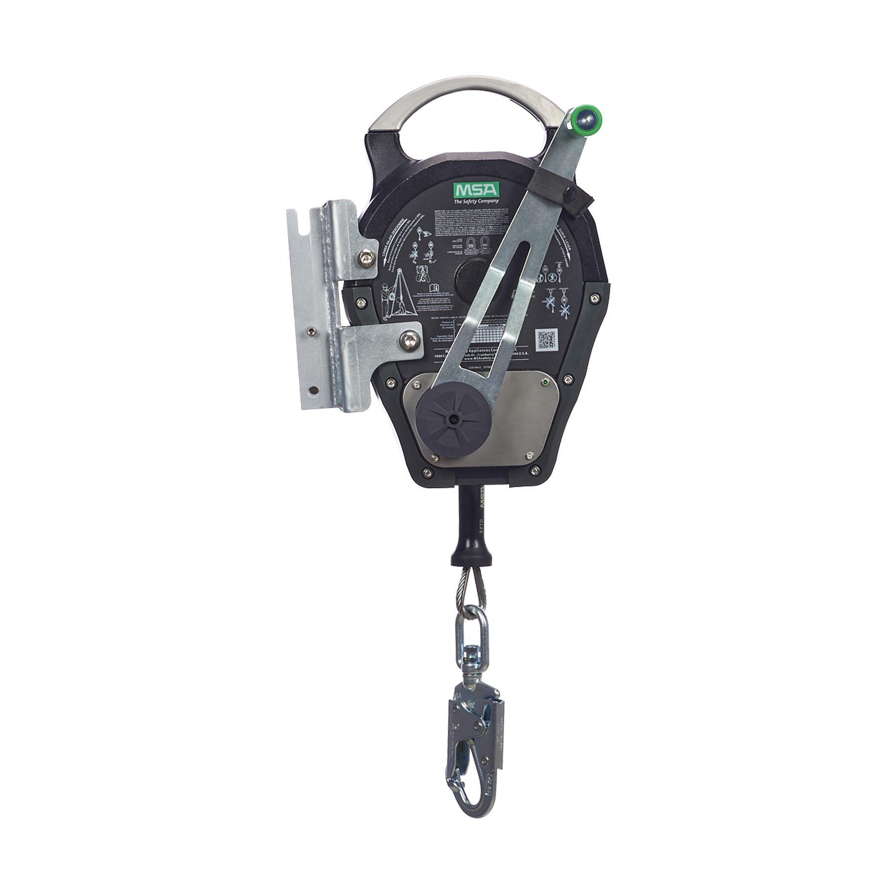 MSA Workman® 10158178 Rescuer With Integral Mounting Bracket and Self Locking Swivel Snaphook, 400 lb Weight Capacity, Cast Aluminum Line, Ergonomic Steel Handle Anchorage Connection, ANSI Z359.1-2007/Z359.14, CSA Z259.2.2-98