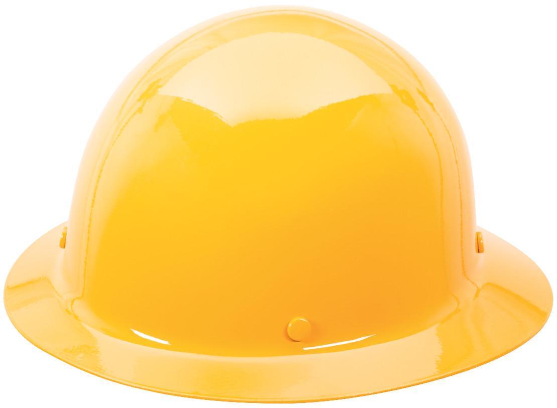 MSA Skullgard® 454666 Full Brim Hard Hat, 6-1/2 Fits Mini Hat, 8 Fits Max Hat, Phenolic, 4-Point Staz-On® Suspension, ANSI Electrical Class Rating: Class G, ANSI Impact Rating: Type I, Pin Lock Adjustment