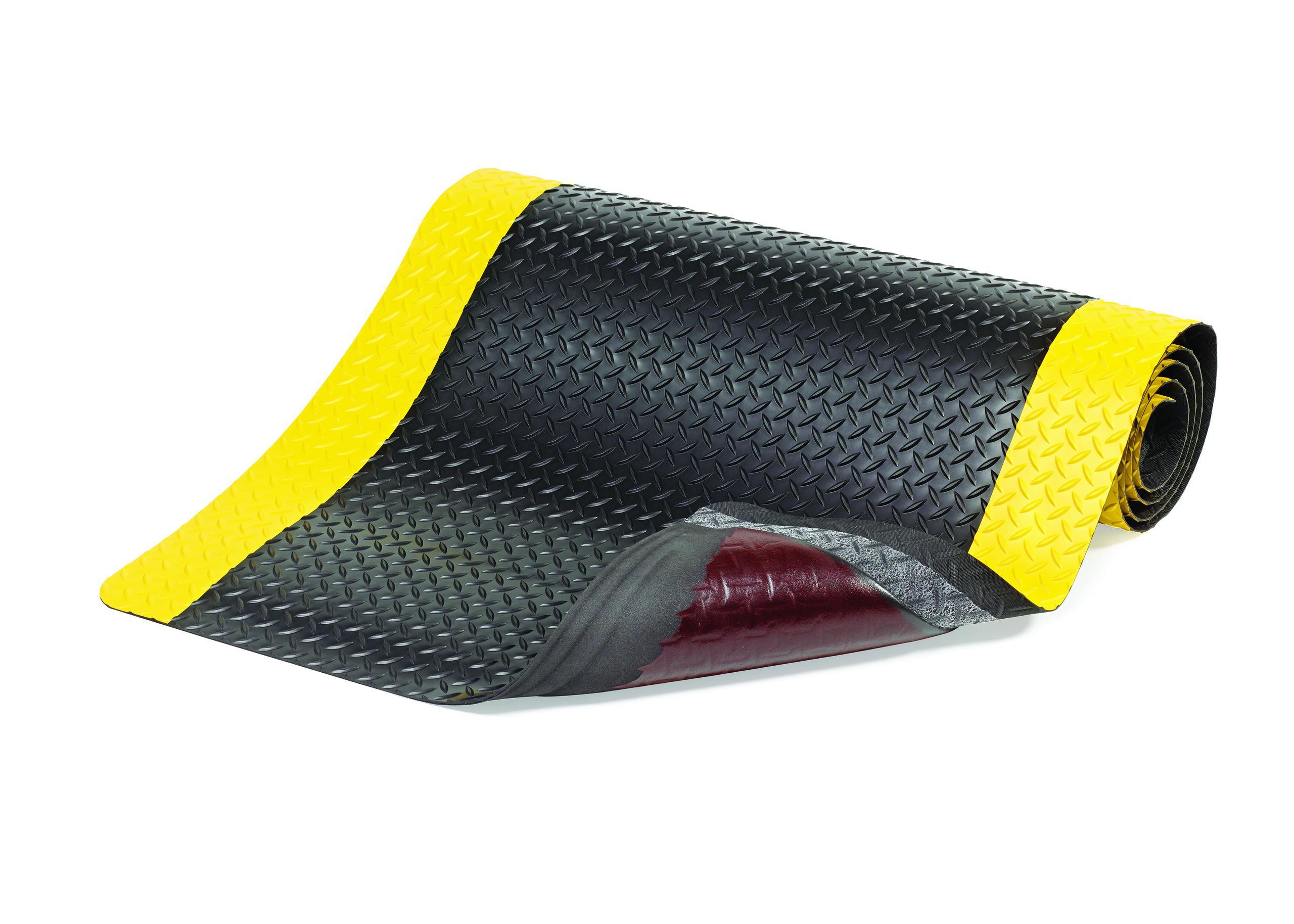 NoTrax® 479C0048YB Cushion Trax® 479 Anti-Fatigue Mat, Custom L x 4 ft W x 9/16 in THK, Vinyl, Diamond Plate Surface Pattern, PVC Foam Base, Resists: Abrasion, Slip, Tear and Wear