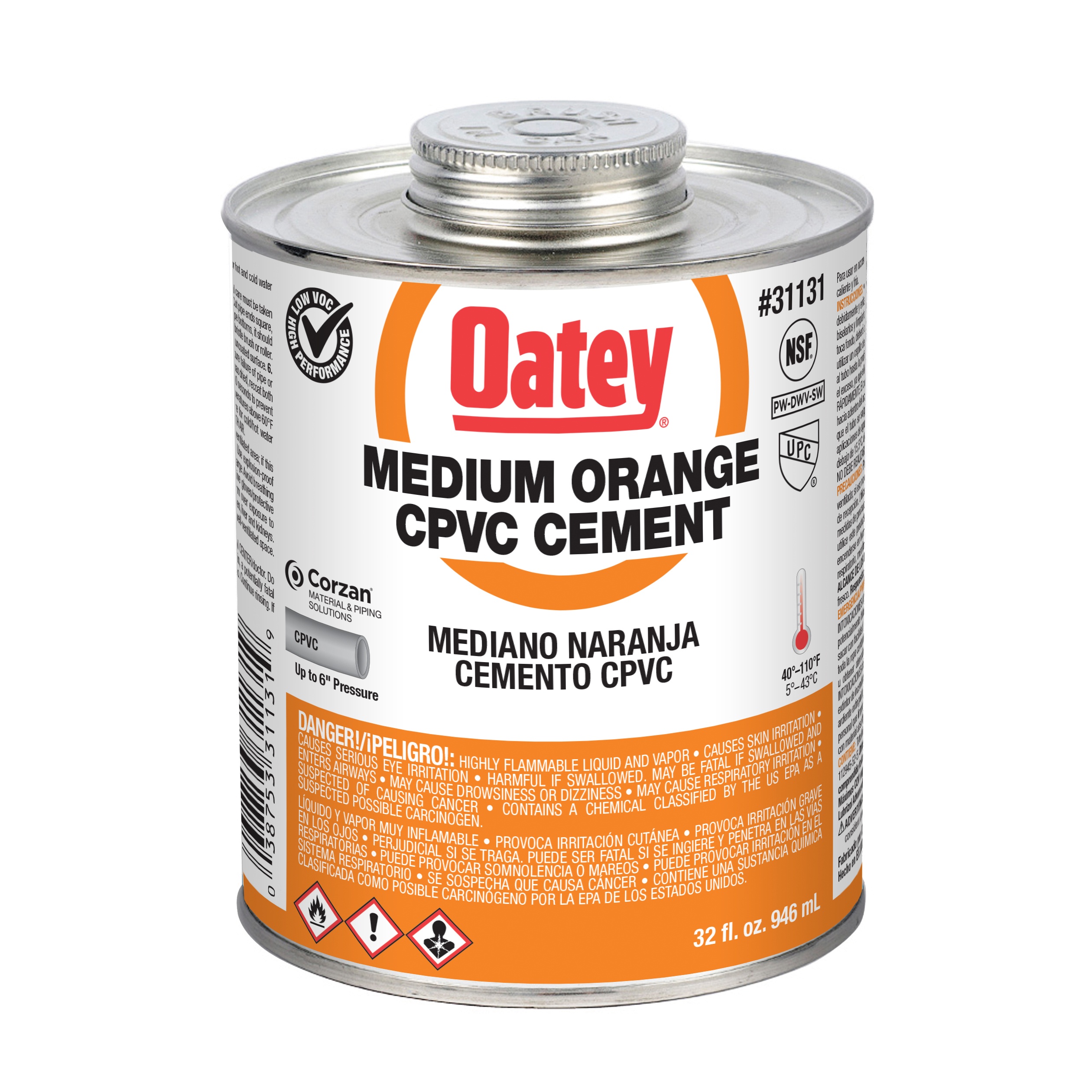 CEMENT CPVC 32OZ ORN SLVT 4 TO 5MIN 2HR