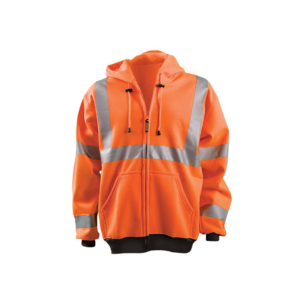 OccuNomix LUX-HZSWT-O2X Full Zip Hoodie, 2XL, Hi-Viz Orange, Wicking Polyester