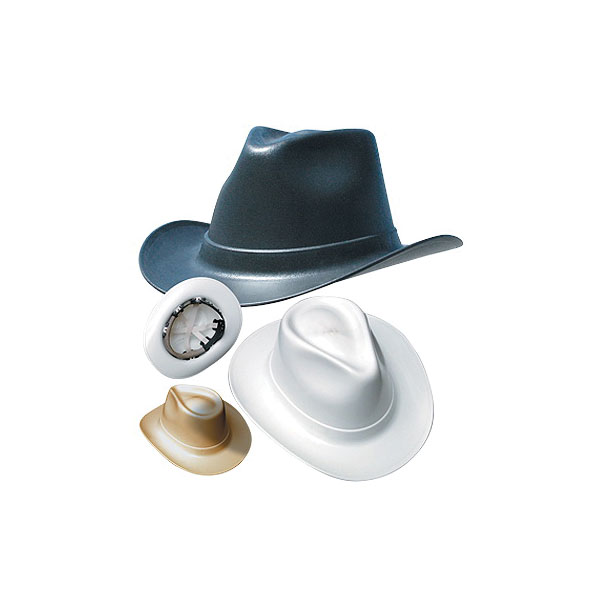 OccuNomix Vulcan VCB100-00 Cowboy Style Hard Hat, 6-1/2 Fits Mini Hat, 8 Fits Max Hat, HDPE, 6-Point Suspension, ANSI Electrical Class Rating: Class C, E and G, ANSI Impact Rating: Type I, Squeeze Lock Adjustment