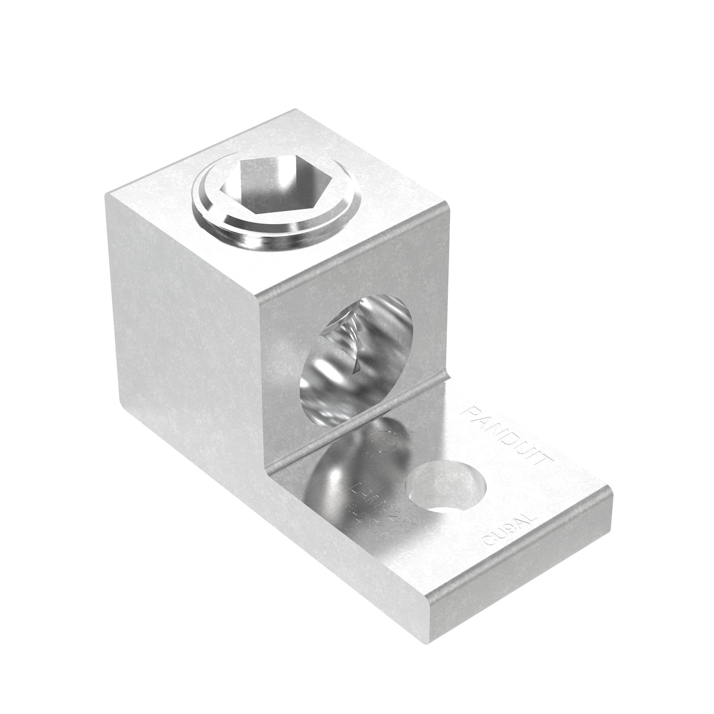 Panduit® LAMA250-56-QY 1- Barrel Mechanical Lug, 6 AWG to 250 kcmil Aluminum/Stranded Copper Conductor, 5/16 in Stud, 1 Bolt Hole, Aluminum