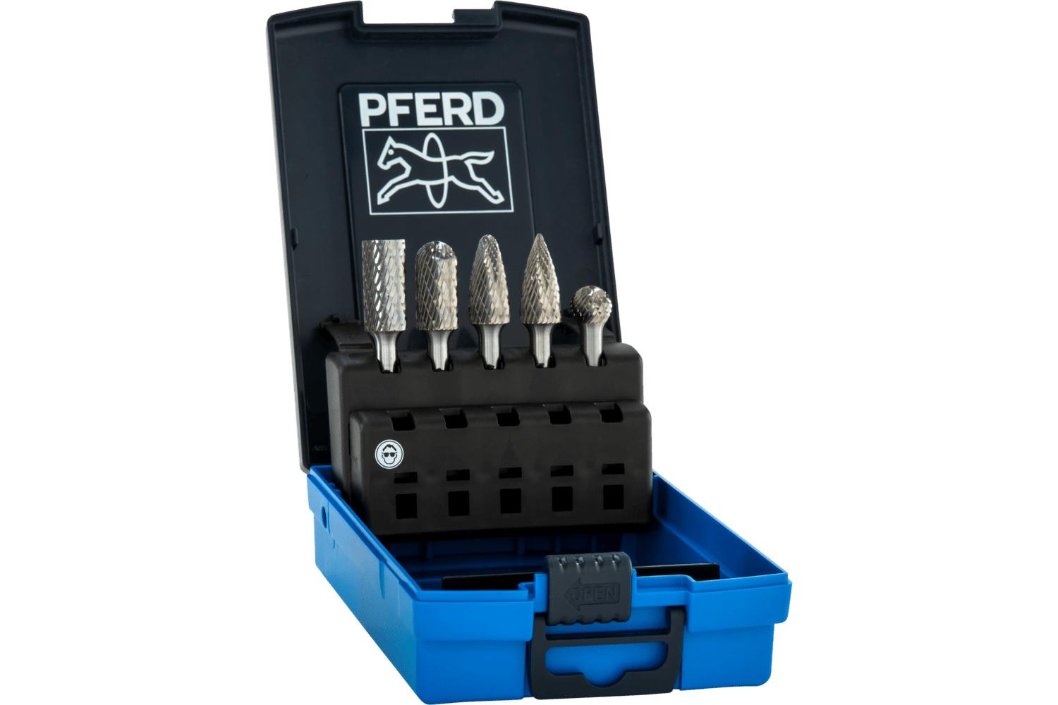 PFERD 21726551 High Performance Tough Burr Set, Double Cut, 5 Pieces