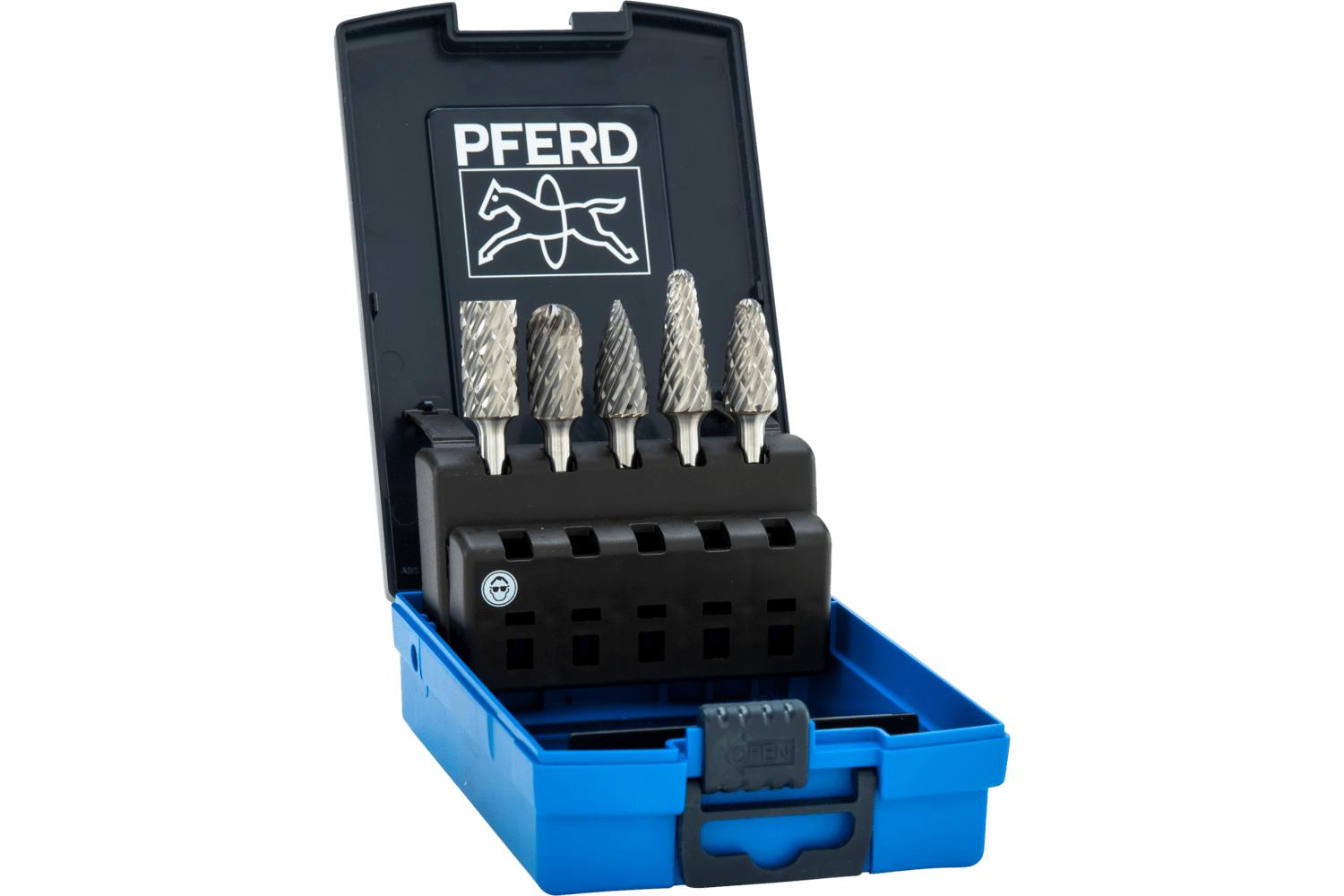 PFERD 26000013 High Performance Burr Set, Single Cut, 5 Pieces